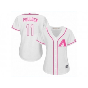 Women's Majestic Arizona Diamondbacks #11 A. J. Pollock Replica White Fashion MLB Jersey