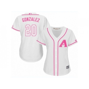 Women's Majestic Arizona Diamondbacks #20 Luis Gonzalez Replica White Fashion MLB Jersey