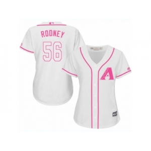 Women's Majestic Arizona Diamondbacks #56 Fernando Rodney Replica White Fashion MLB Jersey