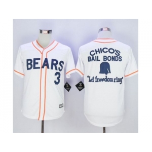 MLB Men Bad News Bears Button Down #3 Kelly Leak White Movie Stitched Baseball Jersey