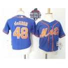 Toddler New York Mets #48 Jacob DeGrom Blue Alternate Home Cool Base W 2015 World Series Patch Stitched Baseball Jersey