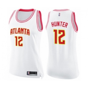 Women's Atlanta Hawks #12 De'Andre Hunter Swingman White Pink Fashion Basketball Jersey