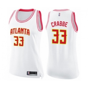 Women's Atlanta Hawks #33 Allen Crabbe Swingman White Pink Fashion Basketball Jersey