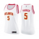 Women's Atlanta Hawks #5 Jabari Parker Swingman White Pink Fashion Basketball Jersey