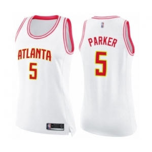 Women's Atlanta Hawks #5 Jabari Parker Swingman White Pink Fashion Basketball Jersey