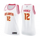 Women's Nike Atlanta Hawks #12 Taurean Prince Swingman White Pink Fashion NBA Jersey