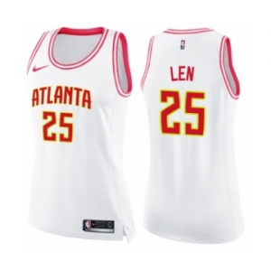 Women's Nike Atlanta Hawks #25 Alex Len Swingman White Pink Fashion NBA Jersey