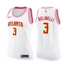 Women's Nike Atlanta Hawks #3 Marco Belinelli Swingman White Pink Fashion NBA Jersey