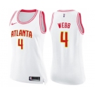 Women's Nike Atlanta Hawks #4 Spud Webb Swingman White Pink Fashion NBA Jersey