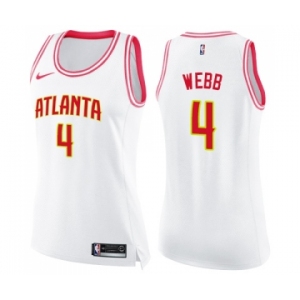 Women's Nike Atlanta Hawks #4 Spud Webb Swingman White Pink Fashion NBA Jersey