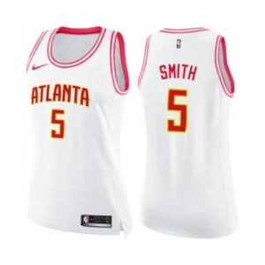 Women's Nike Atlanta Hawks #5 Josh Smith Swingman White Pink Fashion NBA Jersey