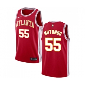 Women's Nike Atlanta Hawks #55 Dikembe Mutombo Authentic Red NBA Jersey Statement Edition