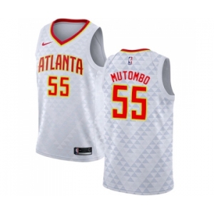 Women's Nike Atlanta Hawks #55 Dikembe Mutombo Authentic White NBA Jersey - Association Edition