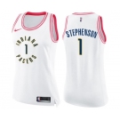 Women's Nike Indiana Pacers #1 Lance Stephenson Swingman White Pink Fashion NBA Jersey