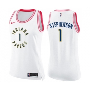 Women's Nike Indiana Pacers #1 Lance Stephenson Swingman White Pink Fashion NBA Jersey