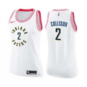 Women's Nike Indiana Pacers #2 Darren Collison Swingman White Pink Fashion NBA Jersey