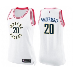 Women's Nike Indiana Pacers #20 Doug McDermott Swingman White Pink Fashion NBA Jersey