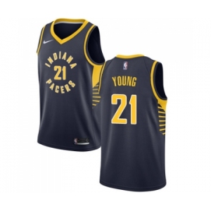 Women's Nike Indiana Pacers #21 Thaddeus Young Swingman Navy Blue Road NBA Jersey - Icon Edition