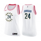 Women's Nike Indiana Pacers #24 Alize Johnson Swingman White Pink Fashion NBA Jersey