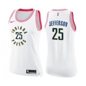 Women's Nike Indiana Pacers #25 Al Jefferson Swingman White Pink Fashion NBA Jersey