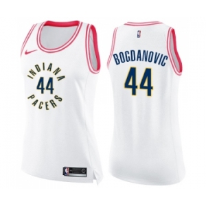 Women's Nike Indiana Pacers #44 Bojan Bogdanovic Swingman White Pink Fashion NBA Jersey