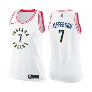 Women's Nike Indiana Pacers #7 Al Jefferson Swingman White Pink Fashion NBA Jersey