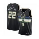 Women's Milwaukee Bucks #22 Khris Middleton Swingman Black Finished Basketball Jersey - Statement Edition