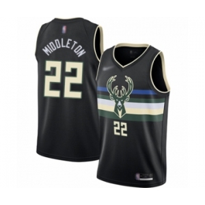 Women's Milwaukee Bucks #22 Khris Middleton Swingman Black Finished Basketball Jersey - Statement Edition