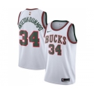 Women's Milwaukee Bucks #34 Giannis Antetokounmpo Authentic White Fashion Hardwood Classics Basketball Jersey