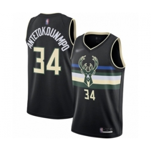 Women's Milwaukee Bucks #34 Giannis Antetokounmpo Swingman Black Finished Basketball Jersey - Statement Edition