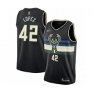 Women's Milwaukee Bucks #42 Robin Lopez Swingman Black Finished Basketball Jersey - Statement Edition