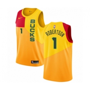 Women's Nike Milwaukee Bucks #1 Oscar Robertson Swingman Yellow NBA Jersey - City Edition
