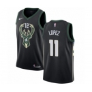 Women's Nike Milwaukee Bucks #11 Brook Lopez Swingman Black NBA Jersey - Statement Edition