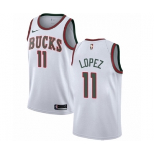 Women's Nike Milwaukee Bucks #11 Brook Lopez Swingman White Fashion Hardwood Classics NBA Jersey