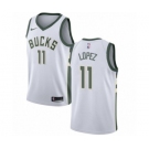 Women's Nike Milwaukee Bucks #11 Brook Lopez Swingman White NBA Jersey - Association Edition