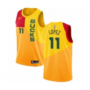 Women's Nike Milwaukee Bucks #11 Brook Lopez Swingman Yellow NBA Jersey - City Edition