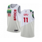 Women's Nike Milwaukee Bucks #11 Brook Lopez White Swingman Jersey - Earned Edition