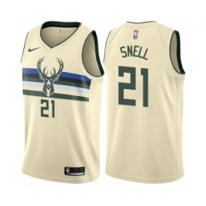 Women's Nike Milwaukee Bucks #21 Tony Snell Swingman Cream NBA Jersey - City Edition