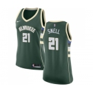 Women's Nike Milwaukee Bucks #21 Tony Snell Swingman Green Road NBA Jersey - Icon Edition