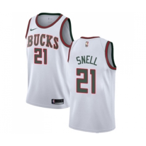 Women's Nike Milwaukee Bucks #21 Tony Snell Swingman White Fashion Hardwood Classics NBA Jersey