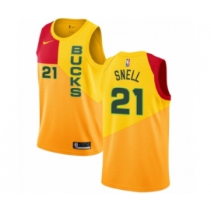 Women's Nike Milwaukee Bucks #21 Tony Snell Swingman Yellow NBA Jersey - City Edition