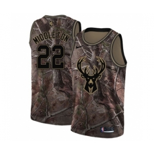 Women's Nike Milwaukee Bucks #22 Khris Middleton Swingman Camo Realtree Collection NBA Jersey