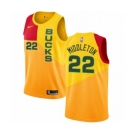 Women's Nike Milwaukee Bucks #22 Khris Middleton Swingman Yellow NBA Jersey - City Edition