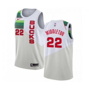 Women's Nike Milwaukee Bucks #22 Khris Middleton White Swingman Jersey - Earned Edition