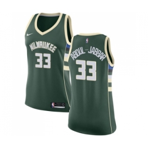 Women's Nike Milwaukee Bucks #33 Kareem Abdul-Jabbar Swingman Green Road NBA Jersey - Icon Edition