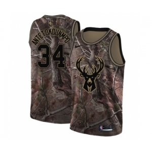 Women's Nike Milwaukee Bucks #34 Giannis Antetokounmpo Swingman Camo Realtree Collection NBA Jersey