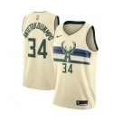 Women's Nike Milwaukee Bucks #34 Giannis Antetokounmpo Swingman Cream NBA Jersey - City Edition