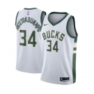 Women's Nike Milwaukee Bucks #34 Giannis Antetokounmpo Swingman White Home NBA Jersey - Association Edition