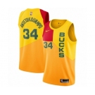 Women's Nike Milwaukee Bucks #34 Giannis Antetokounmpo Swingman Yellow NBA Jersey - City Edition