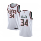 Women's Nike Milwaukee Bucks #34 Ray Allen Swingman White Fashion Hardwood Classics NBA Jersey